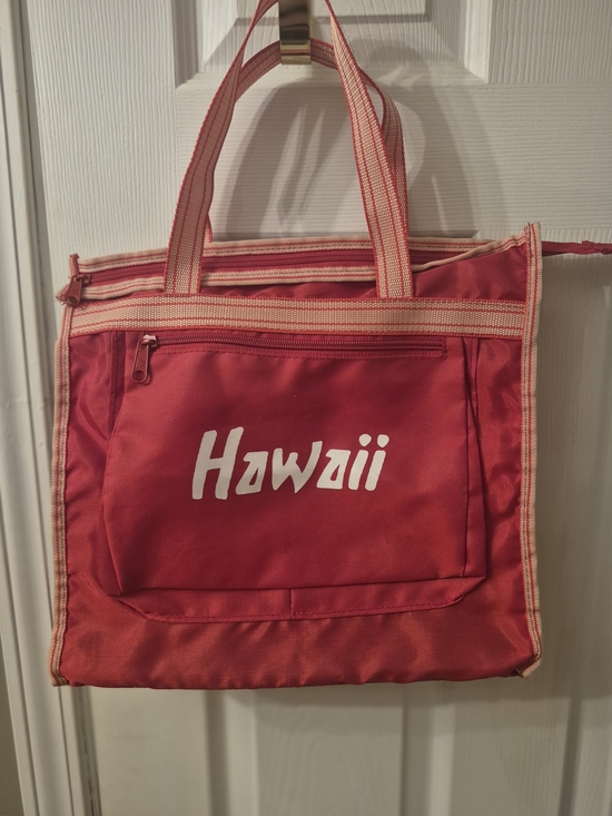 The Unbranded Brand Handbags - Red Hawaii Canvas Tote Bag with Dual Straps